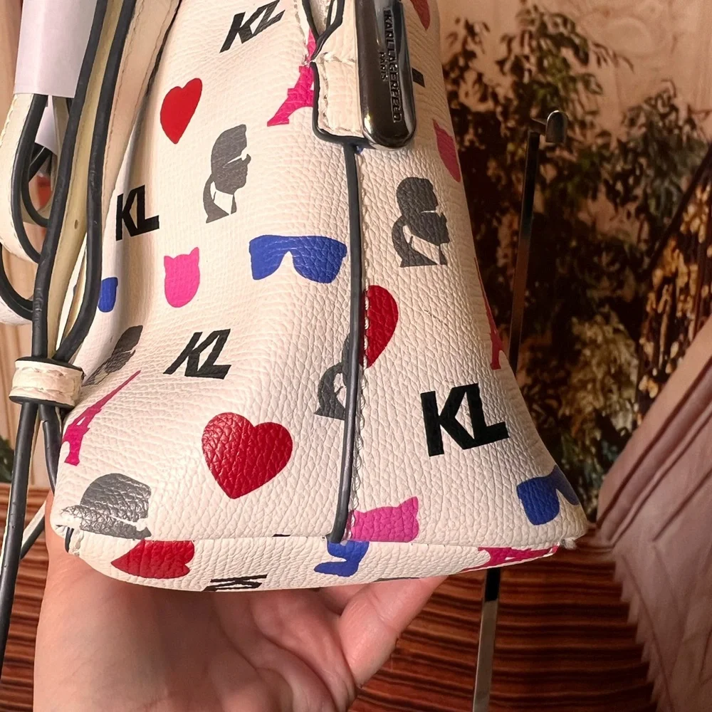Karl Lagerfeld Effiel Tower Paris Mini White Patterned Backpack 🏴󠁧󠁢󠁥󠁮󠁧󠁿